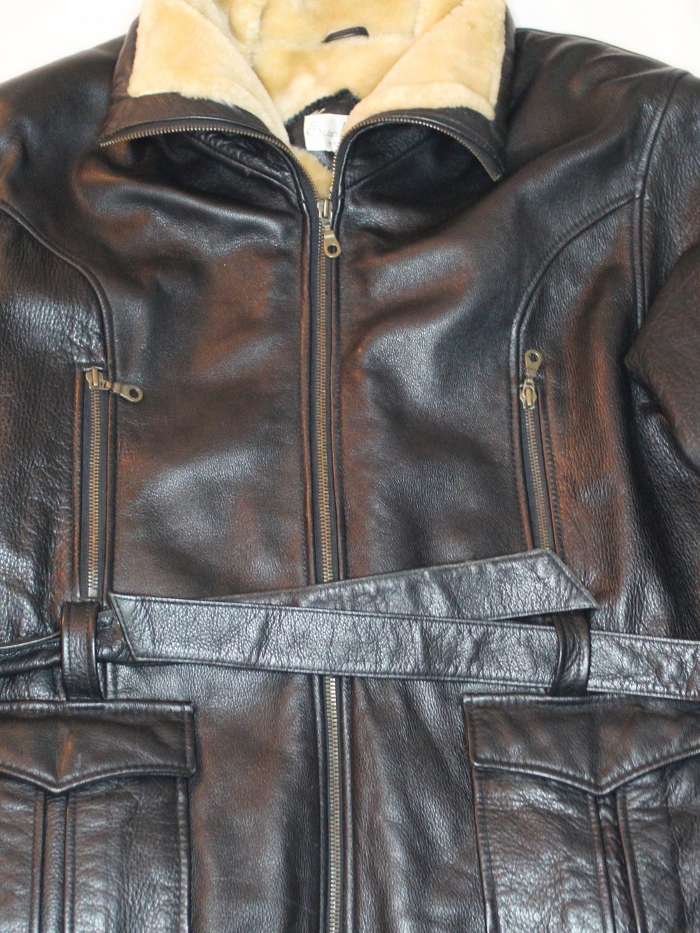Leather Belted Jacket- Sean Alexander (New York) Size XL